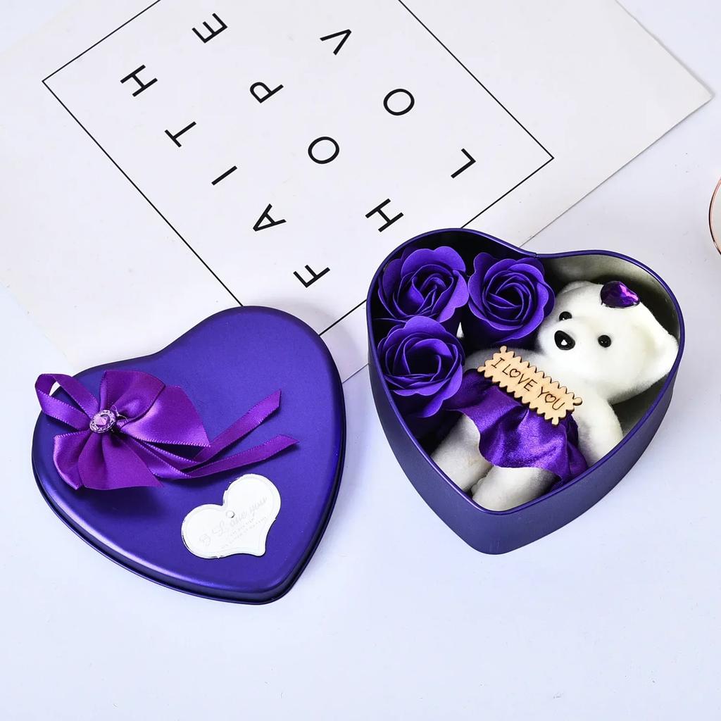 Bear Soap Rose Gift Box Valentines Day Flower Love Box Bears Bouquet Wedding Birthday Home Party Decoration