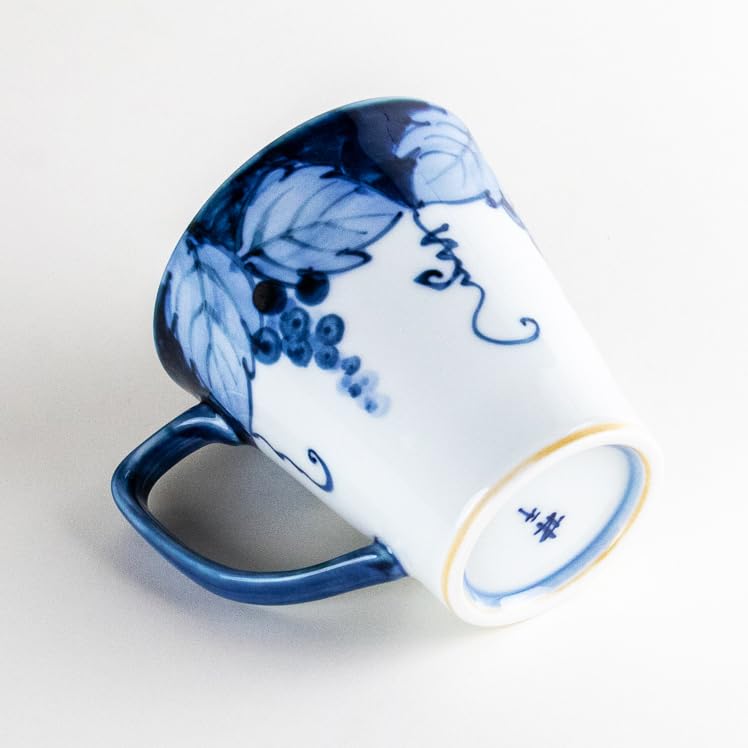 Respect for the Aged Day Gift: Grandpa's Arita Ware Mug, Gift Boxed with a Message Card, Microwave-Safe, New Fuchino Grape Flavor, Blue