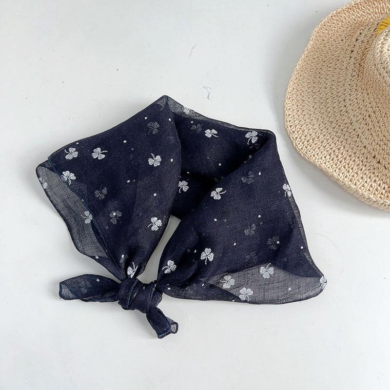 Retro Small Plaid Linen Square Scarf Literary And Versatile Women'S Summer Neck Protection Small Silk Scarf Scarf Accessories