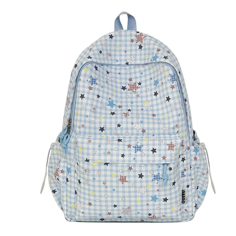 Schoolbag Korean Version of the Star-printed Backpack for Women's 1011 New Junior High School and High School Students Niche Ins Lightweight Student 