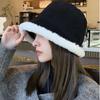Lamb Fleece Cotton Windproof Women's Plush Hat Autumn Cap Korean Style Bucket Hat Fisherman Hat