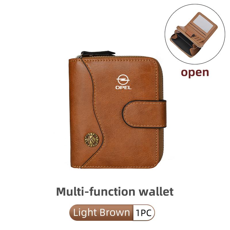 Custom Men's Short Buckle Wallet Money Purse Key Card Pounch For Opel Insignia Corsa Zafira Mokka Grandland Antara Ampera