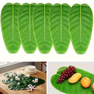 5Pcs Heat Resistant Artificial Banana Leaves Simulation Place Mat  Party Wedding Decoration