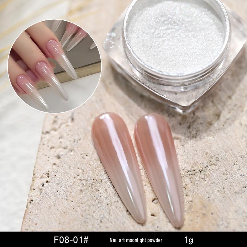Hailey s Moonlight White Pearlescent Nail Powder: Translucent Nude, Brightening Effect