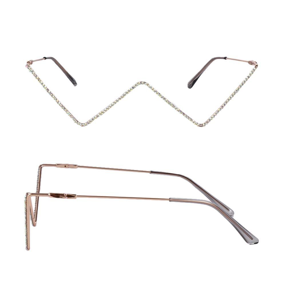 Women Metal Rhinestone Rhinestones Glasses Frame Triangle Glasses Frame Fake Glasses Glasses Frame