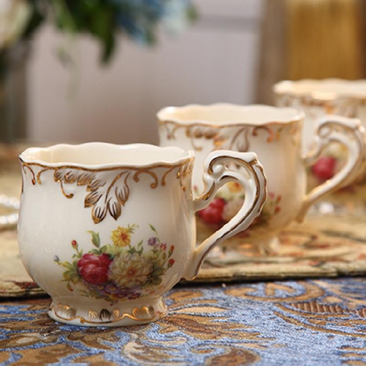 Rose Ivory Porcelain Coffee Cup Spoon Set Drinking Utensils for Women Teas Party