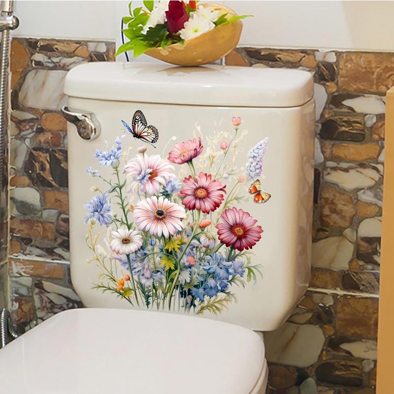 Various Green Plants Flowers Wall Sticker Bathroom Toilet Decor Decals Living Room Cabinet Home Decoration Self Adhesive Mural