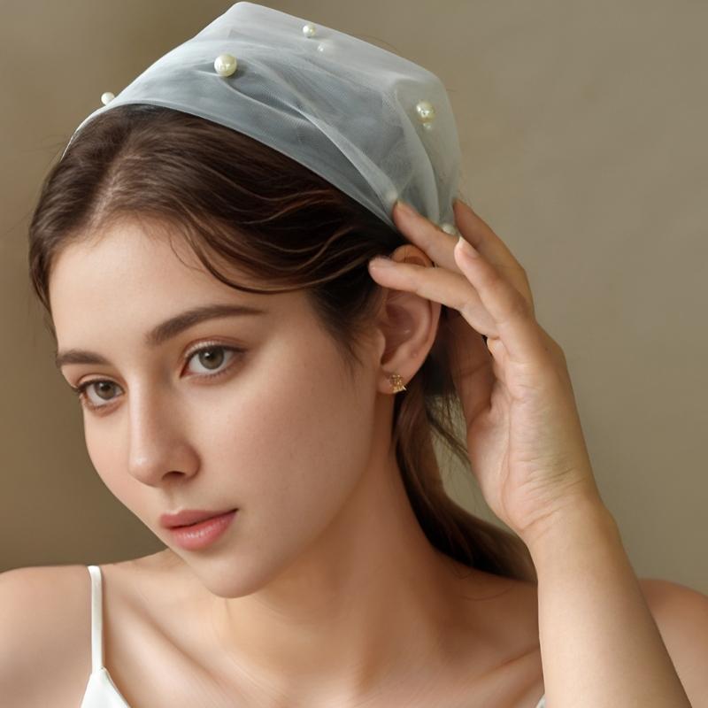Pearls Embellished Headbands For Women Elegant Hair Accessory With NonSlip Design Soft Tulle Fabric For Weddings Parties