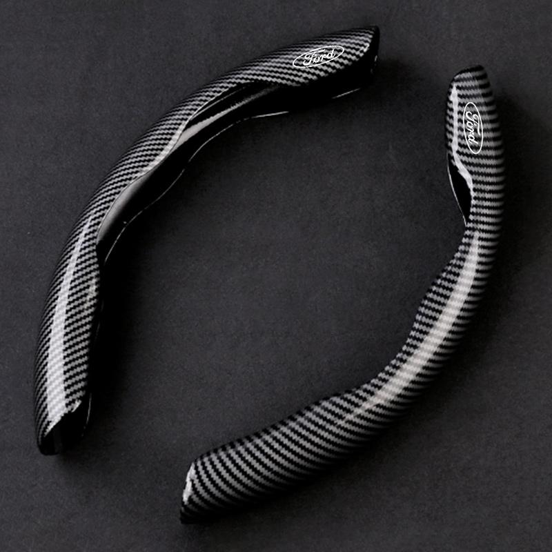 YXVM3 2PCS Car Steering Wheel Covers Universal Carbon Fiber Looking For Ford Focus MK2 MK3 Fiesta MK7 Ranger Mondeo MK4 S-MAX
