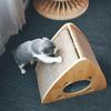 Triangular Solid Wood Cat Scratching Bed with Corrugated Paper and Toys