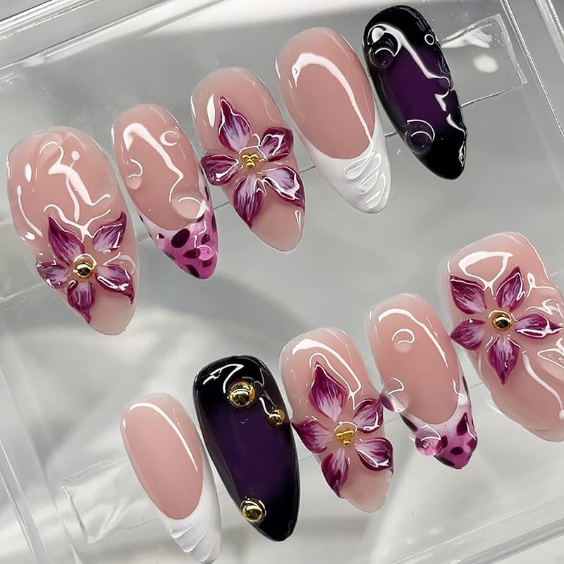 30Pcs Fall Press On Nails Medium Almond Red Maple Leaf Fake Nails with Gradient Designs Fall Leaves Stick On Nails Full Cover Autumn Acrylic Nails