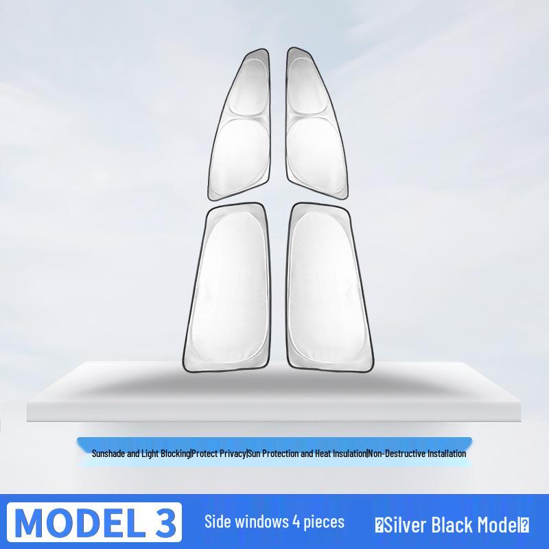 Lightproof Side Window Sunshade & Privacy Curtain for Tesla Model 3/Y - Heat Insulation & Sun Protection