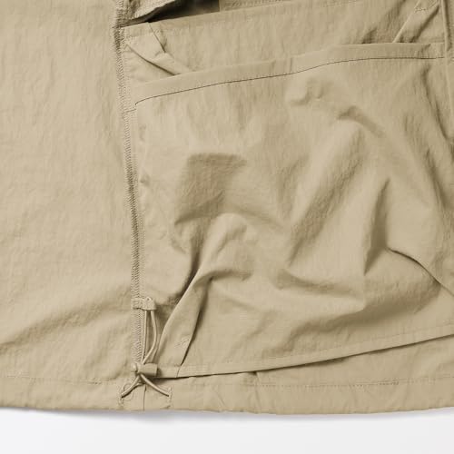 MUJI Women's Water-Repellent, UV-Cut, Pocketable Hooded Jacket, BD0YNA4A, Beige, Size XS