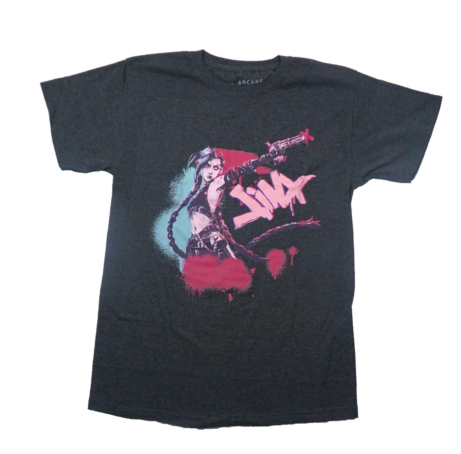 Arcane League of Legends Mens T-Shirt - Jinx Pointing Gun by Painted Name S