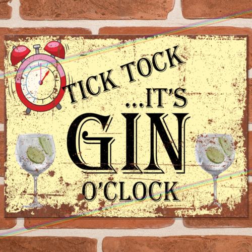 

GIN O CLOCK Metal Signs Man Cave Garden Bar Shed Pub Garage Poster Tin Sign UKAluminum 20x30cm（7.8x11.8inch）