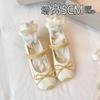 Leather bow inner height increase single shoes outer wear one-word belt women's shoes 2025 popular niche color matching Mary Jane shoes women