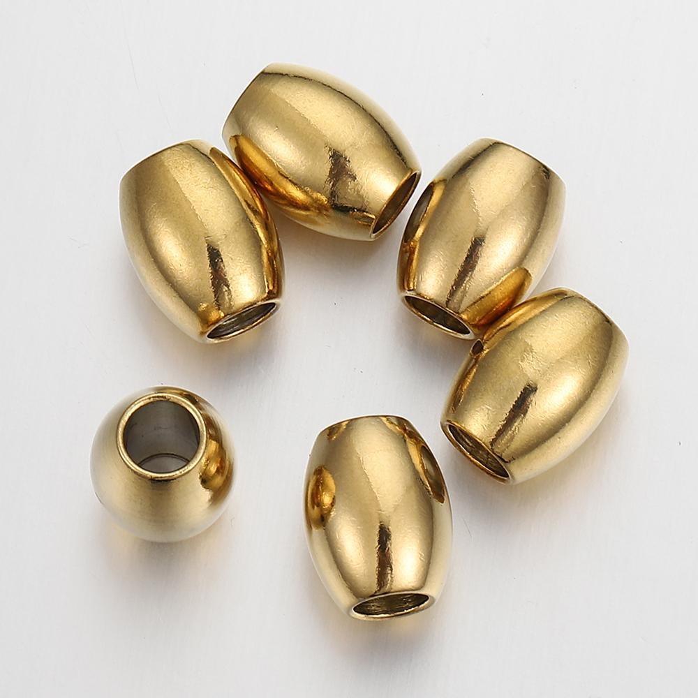 20pcs Stainless Steel Gold Color Oval Cylinder Spacer Loose Bead for DIY Bracelets Necklace Jewelry Making Beads Charm