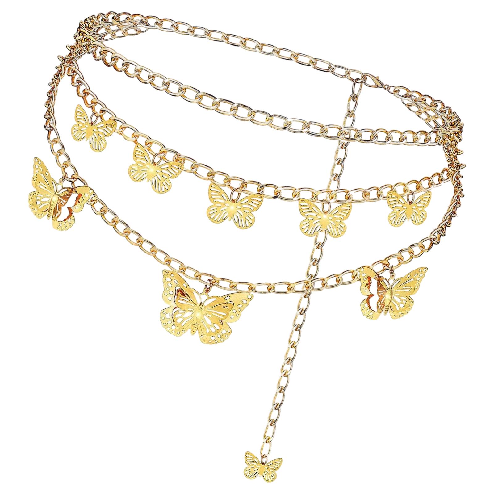 

Multilayer Waist Belt Stylish for Stage Dance Music Festival Jeans Dress Belt Body Jewelry Chain Metallic Belly Dance золотий