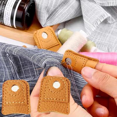 Cubierta de Dedo para Bordado Punta de Cuero Dedal de Moneda Funda para Acolchado Protector de Dedo Parche Hecho a Mano Herramientas de Costura Para el Hogar
