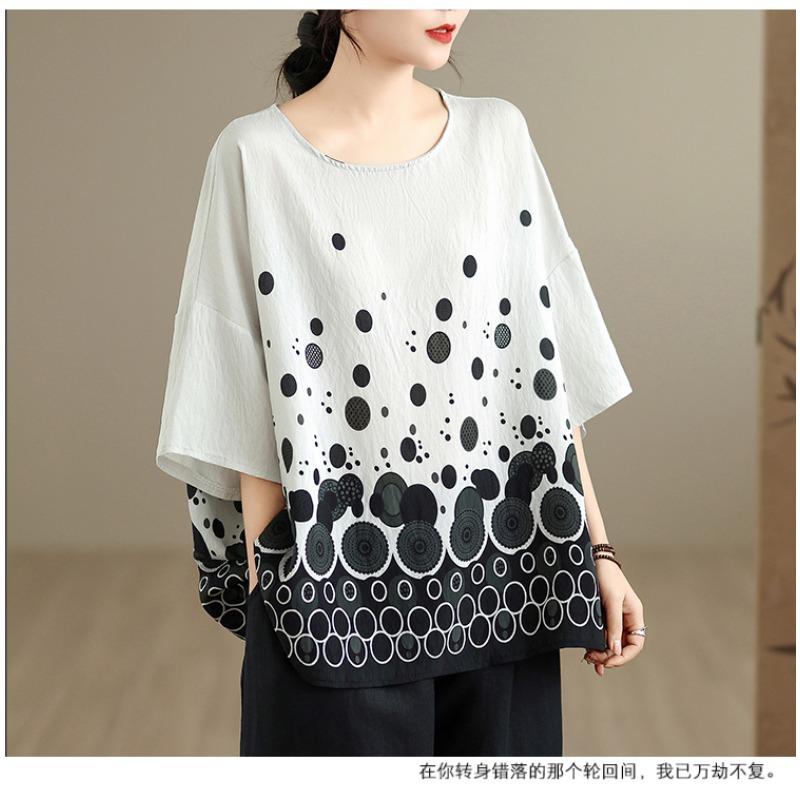 DIMANAF 2026 Sommer Übergröße T-Shirt Damen Print Locker Lässig Rundhals Damen Oberteile T-Shirts Oversize Neu