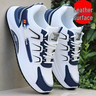 Zapatillas Deportivas de Cuero Negro para Hombre - Cálidas, Suela Blanda, Zapatillas Casuales para Correr para Otoño e Invierno, Comodidad de Tacón Plano.