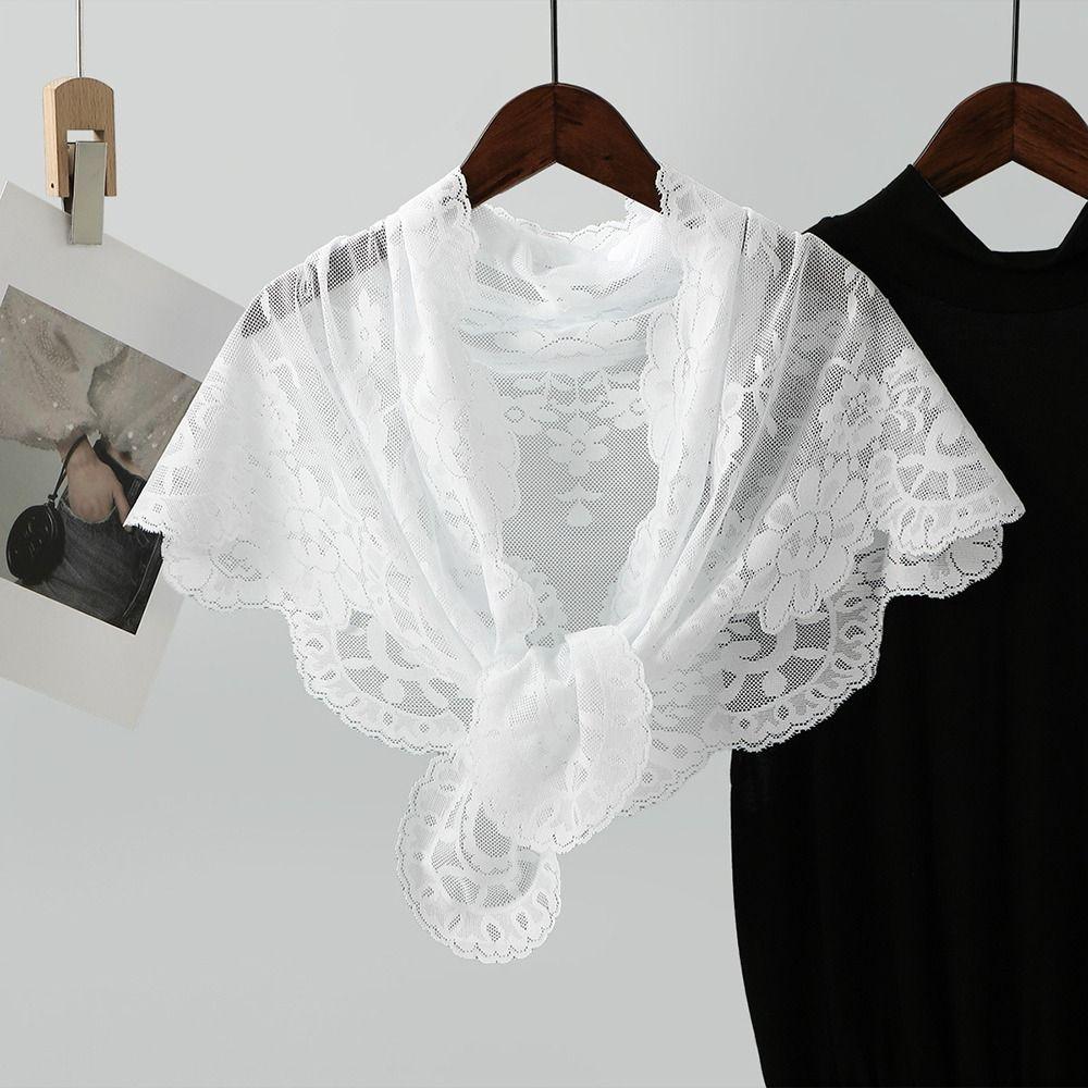 Cute Lace Flower Shawl Thin Bandanas for Women Fashion Sweet Headscarf Shawl  Pastoral Style
