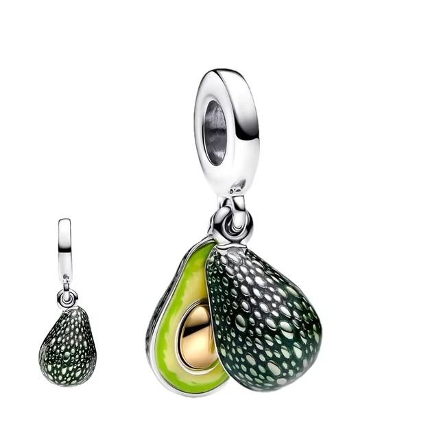 Copper Strawberry Cherry Apple Fruit Dessert Series Diy Charm Beads Fit For Original Bracelets Women'S Boutique Jewelry