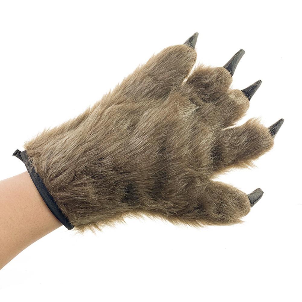1 Pair Fluffy Werewolf Paws Mitten Fingerless Gorilla Gloves Halloween Wolf Gloves  Costumes