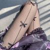 Lolita Girls Bowknot Hollow Out Pantyhose for Women Sexy Thin Sweet Lace Tights Anime Socks Black White Fishnet Silk Stockings