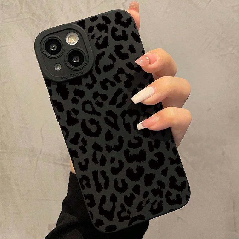 Fashion Black Leopard Phone Case For iPhone 16 15 14 13 12 11 Pro Max XS Max 7 8 Plus XS X SE 13promax Soft Shockproof Bumper Phone Back Case Cover