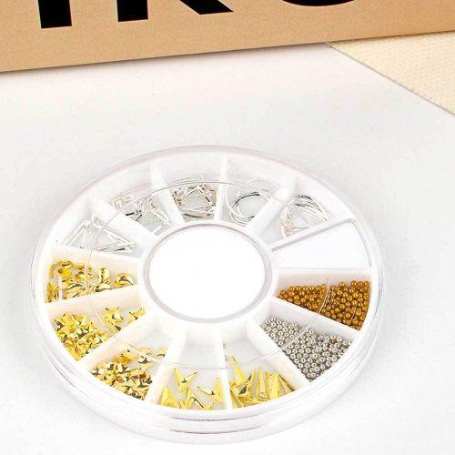 

Материалы для нейл-арта Деко-элементы Золотые серебряные смешанные полимерные детали