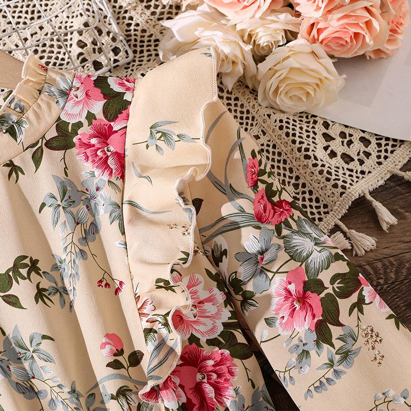 Modisches Mädchenkleid, Elegantes Herbst-Kinderkleid mit langen Ärmeln und geraffter Taille