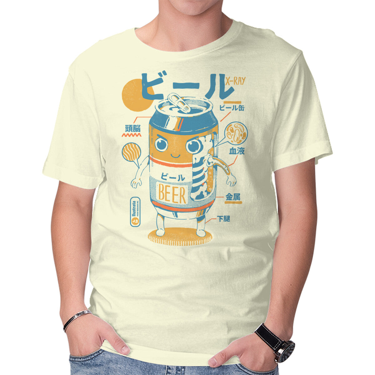 Unisex Crew Neck T-Shirt Beer Can X-Ray Graphic Short Sleeve Casual Tee M