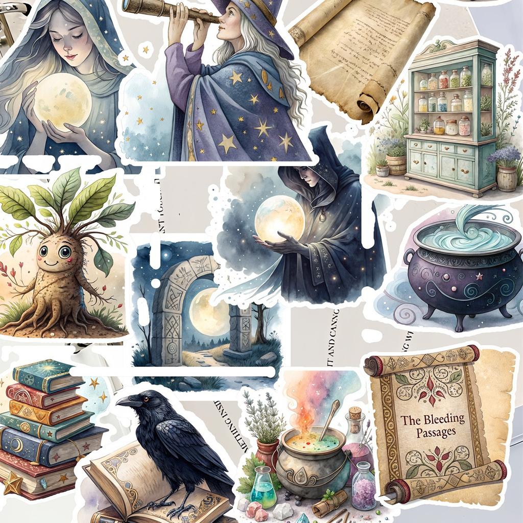 1 Set Watercolor Halloween Vampire Decoration Books Stickers DIY Scrapbooking Diary  Project Decoration  Vintage  Journal