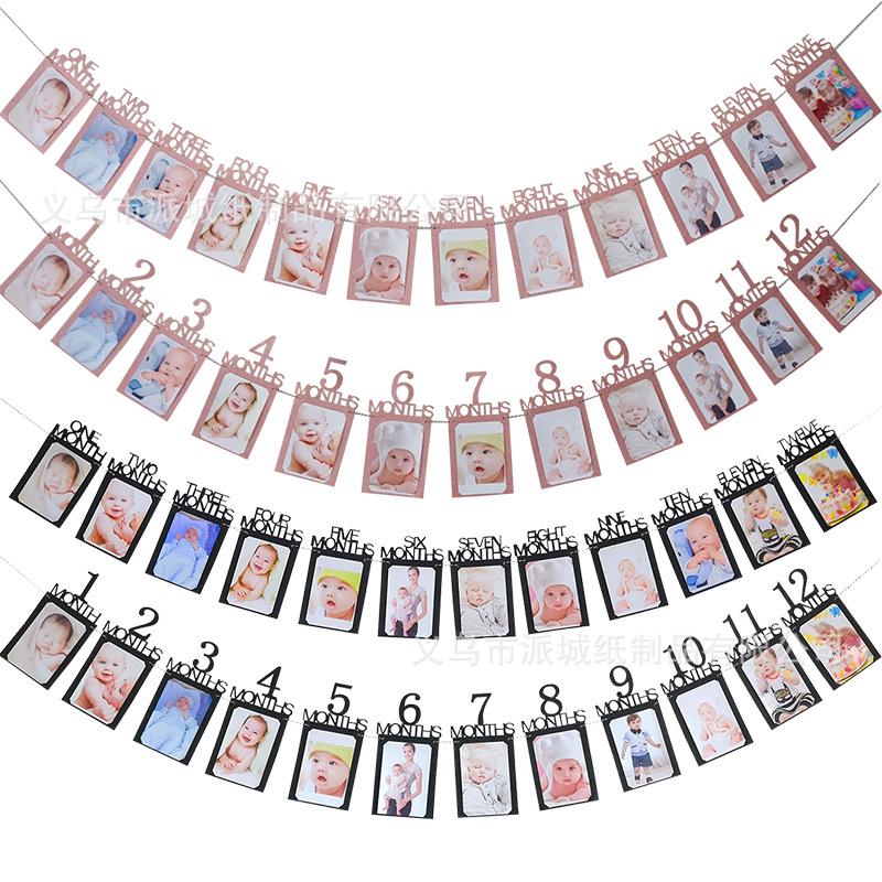 Rose Gold Glitter 1st Birthday Backdrop & Photo Garland