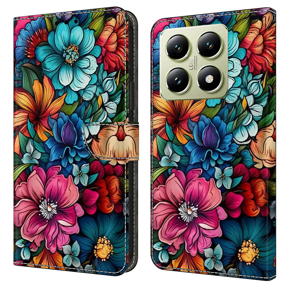 

For Xiaomi 14T Case Pattern Printed Protective Cover TPU+PU Leather Flip Phone Case Staphyllum