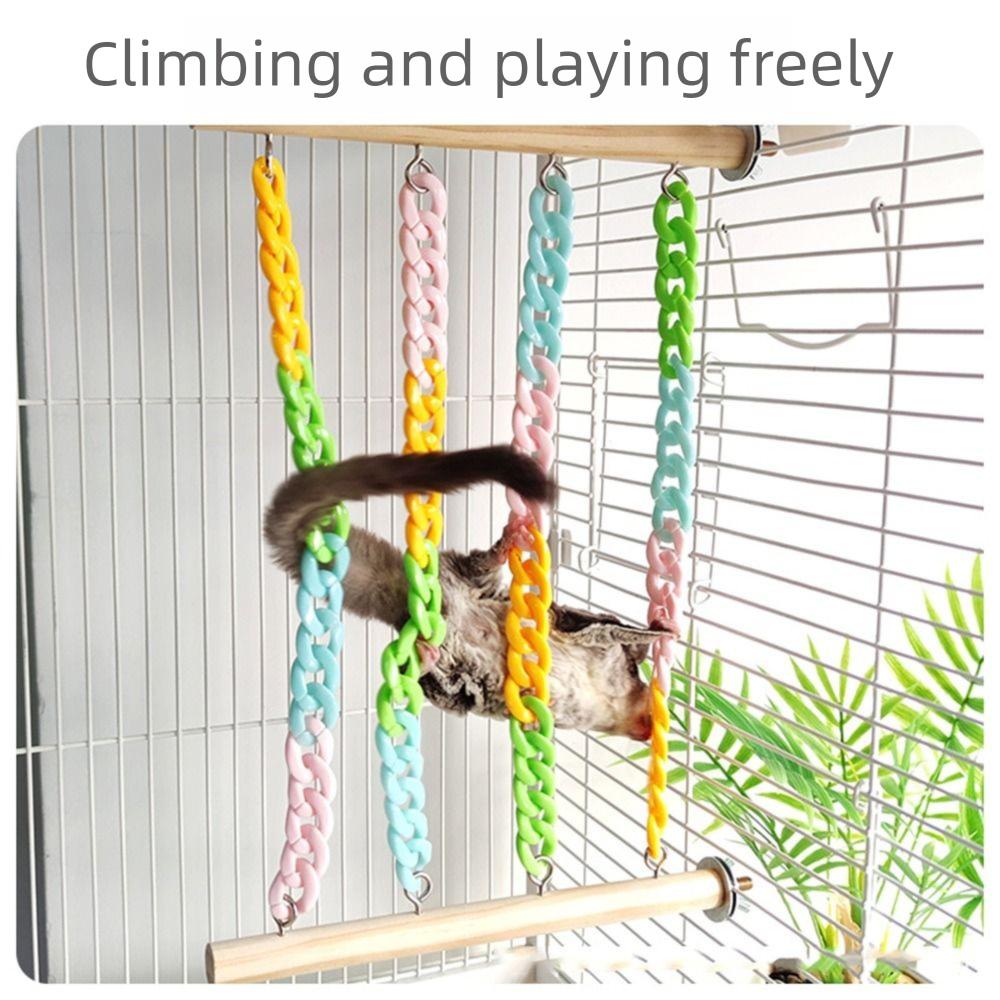 Colorful Chains Mice Rope Swing Stand Natural Wood Climbers  For Sugar Gliders Rats Hamsters