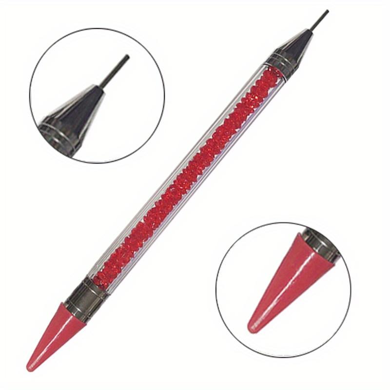 Nail Art White Dual-head Wax Pen With Diamante Embellishment And Rhinestone Picker, Crystal Rhinestone Applicator Tool