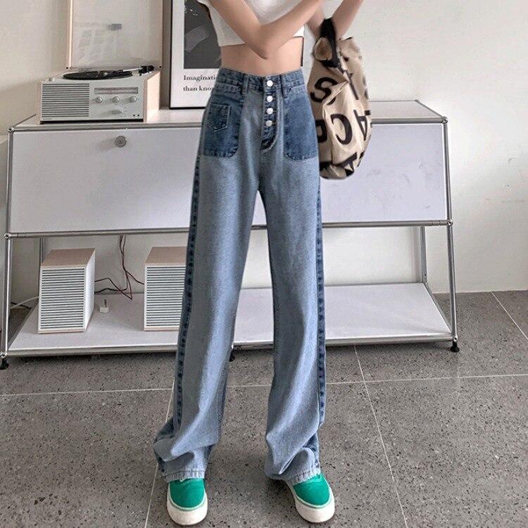 Buy Blue Patchwork Jeans Women Autumn 