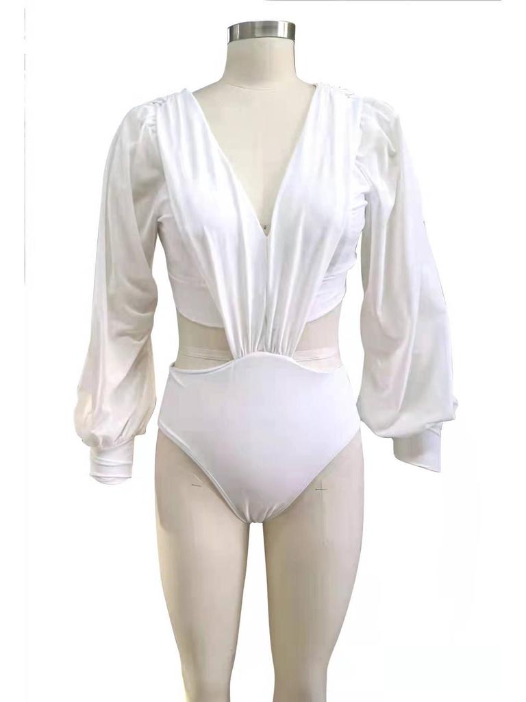 2026 Women's European & American Plus Size Long Sleeve One-Piece Bikini