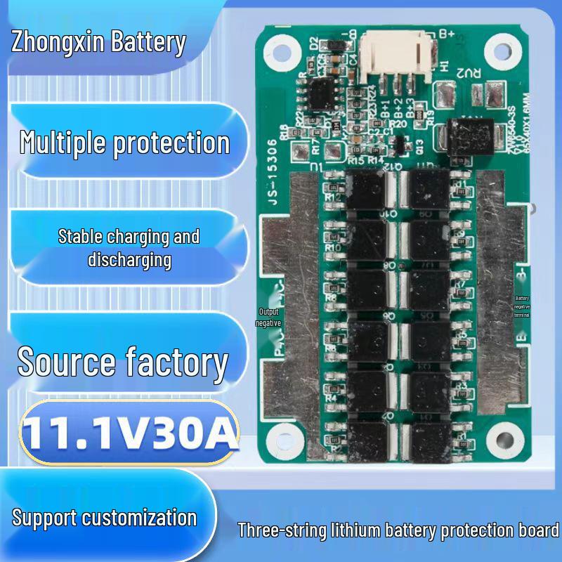 11.1V 30A Battery Protection Board for Solar Lights and Energy Storage