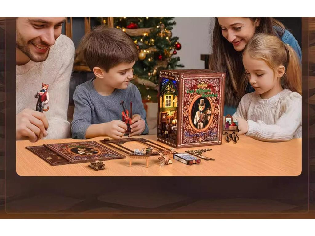 Cat's Gratitude 3D DIY Bookend House Model Toy