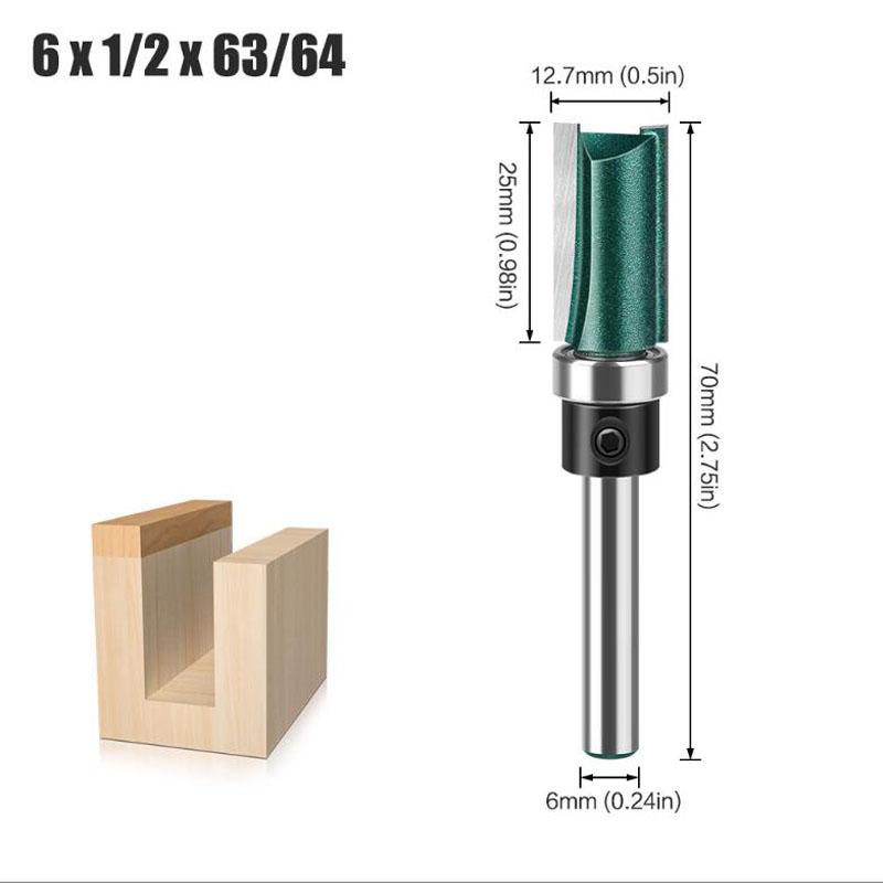 

Фреза хвостовик 1/4 дюйма 6 мм фреза для обрезки дерева фреза с двумя лезвиями 6mm shank NO3 зелёный