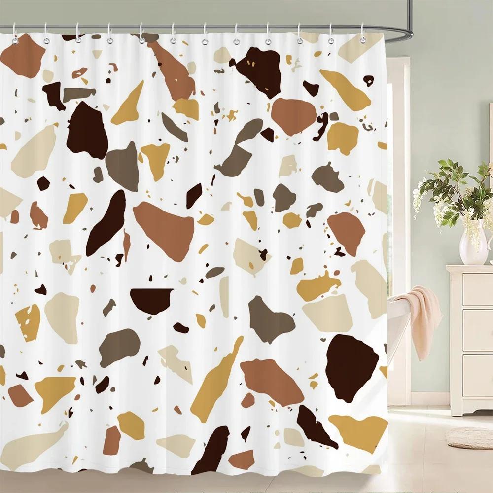 Nowoczesna Prosta Mozaikowa Zasłona Prysznicowa Wodoodporna Zasłona Kąpielowa z 12 Haczykami do Łazienki Dekoracja Domu Poliestrowa Tkanina Ekran