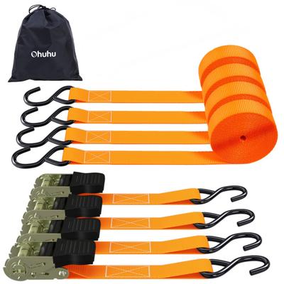 Ohuhu Trinquete de Amarre Tipo 2m 25mm 680kg Rotura Carga Máxima de Trabajo de Asegura y Asegura Fácil de para Mover y Naranja de Correas, Correas de Amarre,