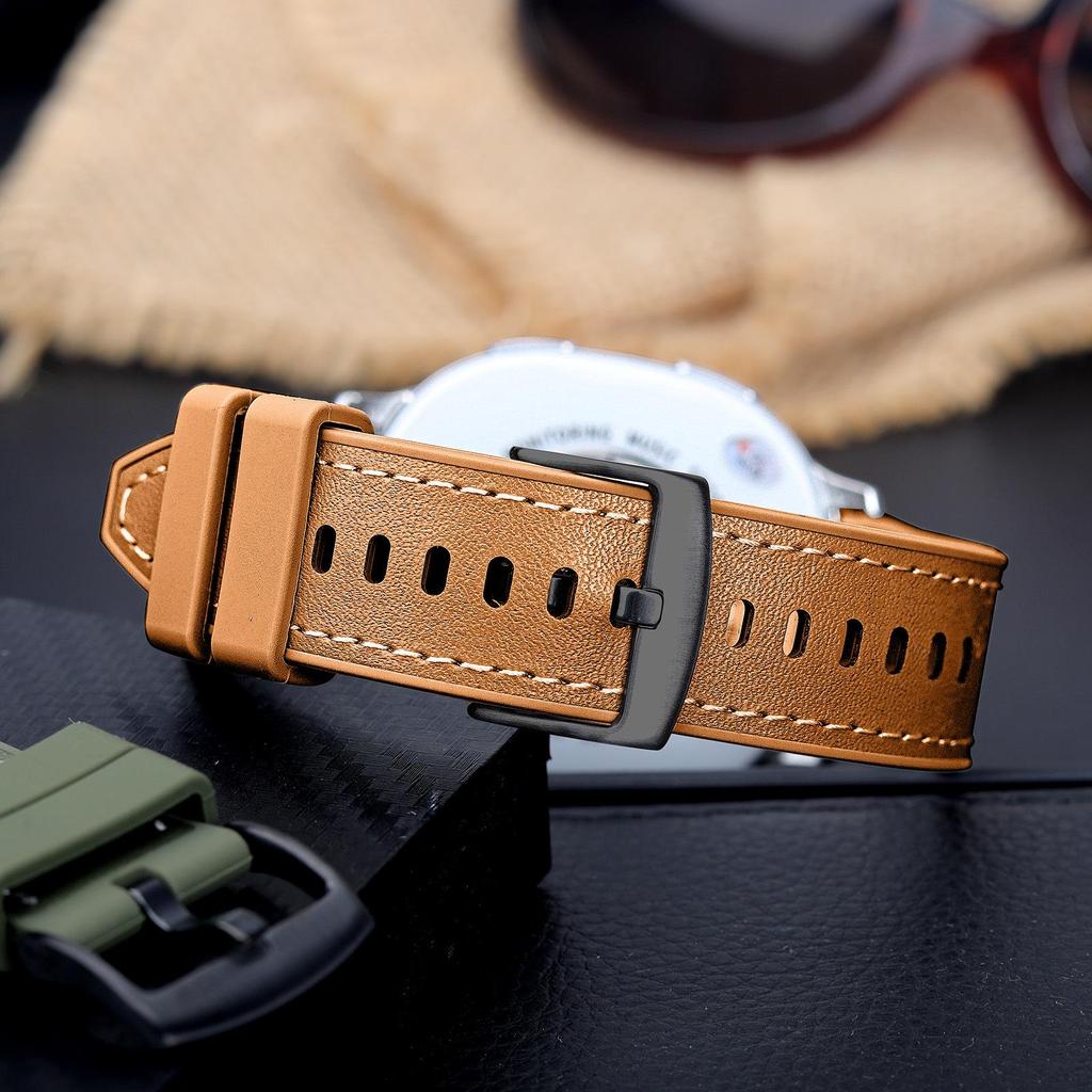 Compatible Leather & Silicone Strap for Samsung Galaxy Watch 8/8 Classic