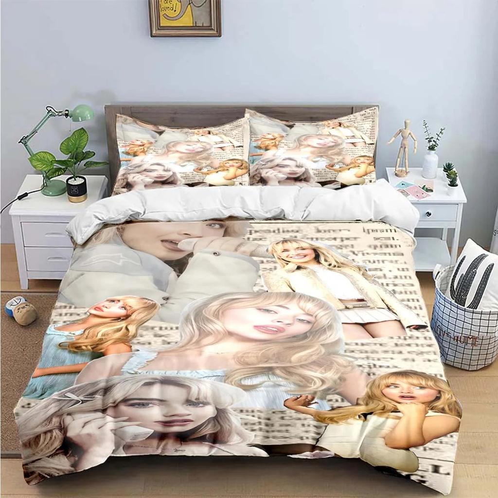 Comforter Pop Female Singer S-Sabrina Print Bedding Sets Exquisite Bed Supplies Set Bed Comforter Set Bedding Set Luxury Gift