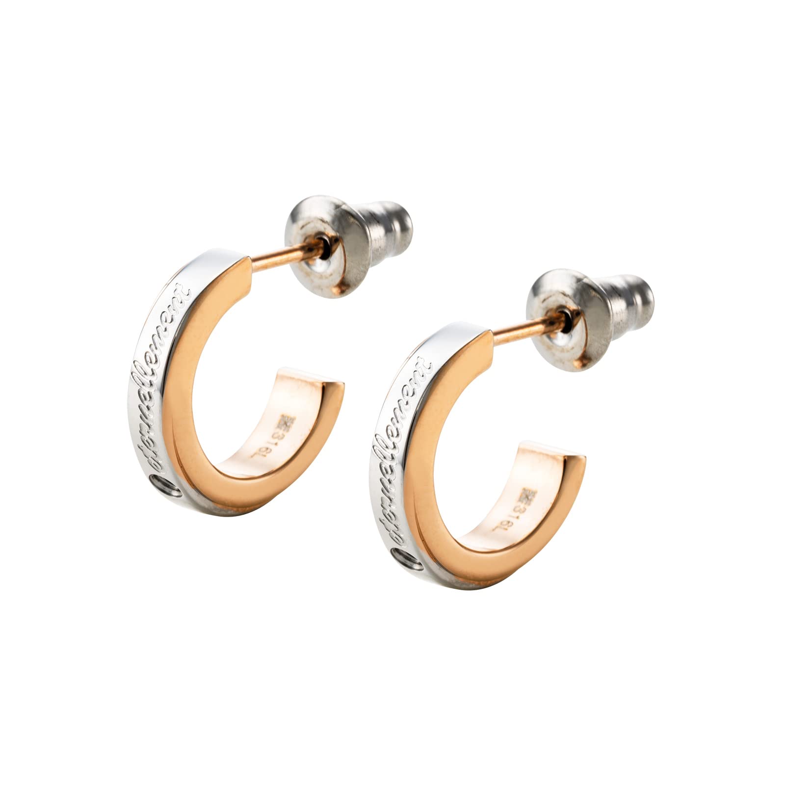 

Earrings Surgical Stainless Steel Blue Diamond Half Hoop Cross Message Pink Pink Set of 2 [White Clover] & 4SPE006GO&4SPE006GO рожевий