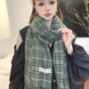 Winter Scarf Women's High-end Dual-purpose Shawl Korean Atmosphere Plaid Thickened Fluffy Warm Versatile Scarf