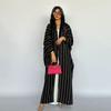 Middle East Dubai Stripes Cardigan Dress Arab Loose Robe Cardigan Striped Dress